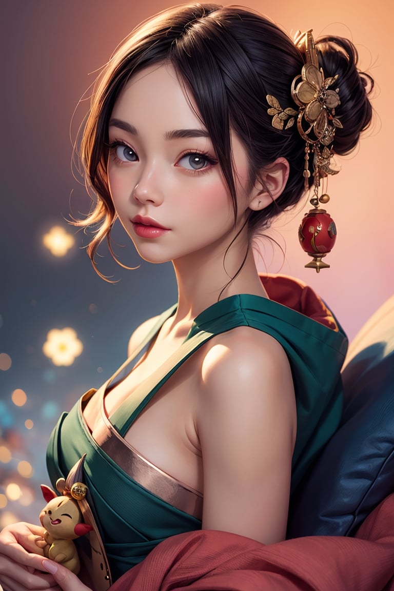 a digital painting of a geisha e - girl by amy sol hikari shimoda, mark ryden, in the style of thoth tarot card, pastel colors, rose gold, face symmetry, artgerm Pokemon bowser