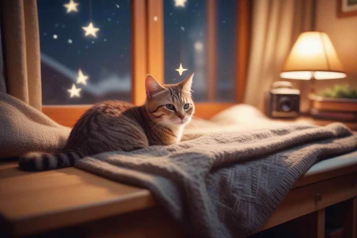 best quality, 4k, ultra-detailed, realistic:1.37, a boy, vivid colors, bokeh, portraits, cozy atmosphere, vintage, relaxed vibes, retro aesthetics, calmness, gentle breeze, soft lighting, subtle shadows, comfortable setting, cozy room, warm tones, acoustic music, vinyl records, retro furniture, soft carpet, cozy blanket, fragrant tea, peaceful ambiance, cozy sweater, lazy Sunday afternoon, gentle petting, contentment, vintage camera, relaxed poses, natural sunlight, flowing curtains, bookshelf, plants, daydreaming, nostalgic feelings, peace and tranquility, harmony, close bond, shared love, starry-eyed kitten, midnight serenade, tranquil night sky, dreaming together, raining outside, lofi