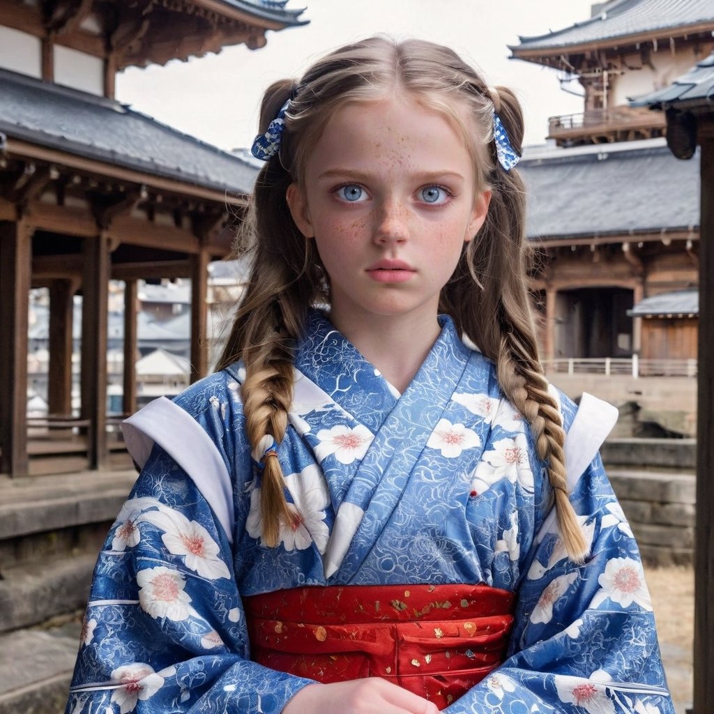  beautiful teen girl, blue icey eyes,wearing japanese dress, ancint roman architecture, behind, ,dumbo_oktopus,sad,photo r3al