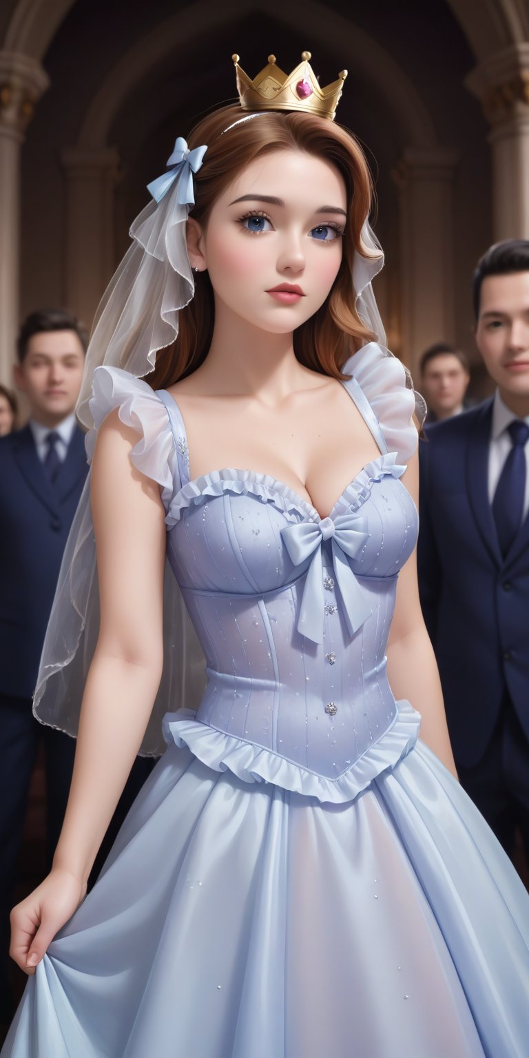  (Masterpiece, Best Quality,  dress Photorealistic, flat boobs High Resolution, 8K Rawflowers
Net Night  suit clothes, frills, ,crown cleavage, bow,