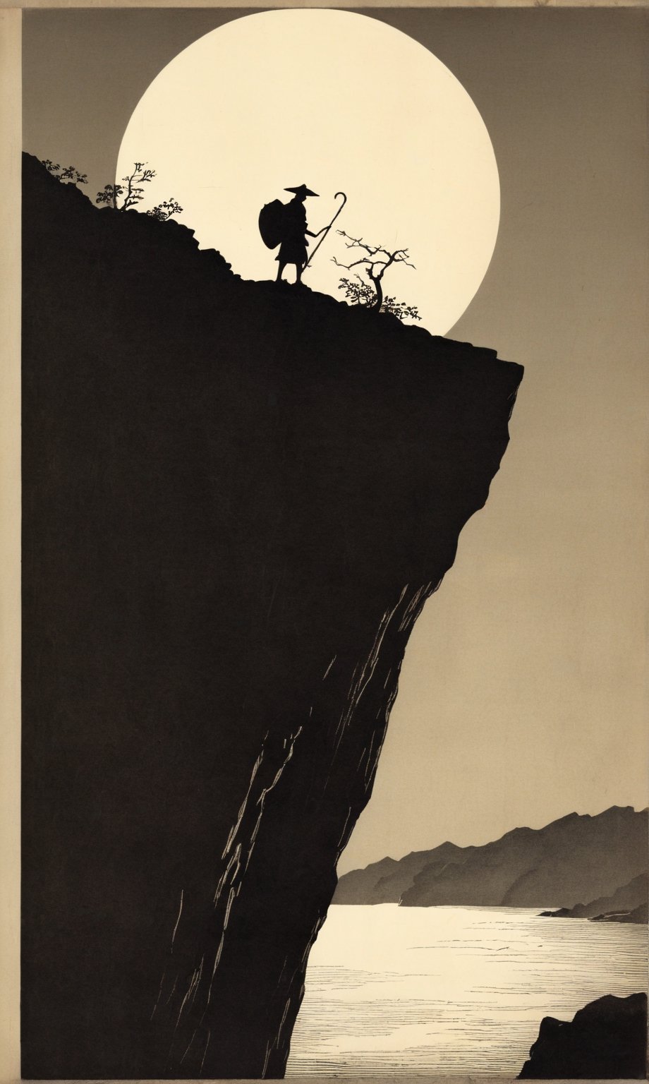 Shadow Work interpretation of [a traveler at the threshold of a cliff,  stepping forward into the unknown with openness an...