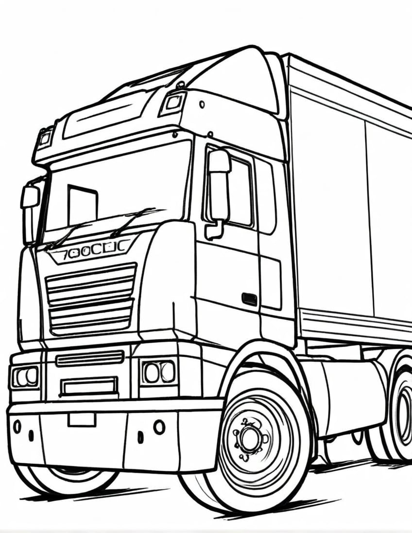 2D black and white vectoral sketch linework design.
Simple design. Cartoon. Large design. Pure white background.
Vector art. No colors. White background.
Truck vehicle.
Very simple drawing.
Black lines on white.
There is no black part. No shades. It's for coloring. No black spots, only the lines.
Very simple vector sketch.
Low detail. Zero shading.
Only black and white.
leonardo,realistic,real_booster,photorealistic,healing,tattoochibi,ipsketch\\(style\\),lines,TCC_SIMPLE_DRAWING