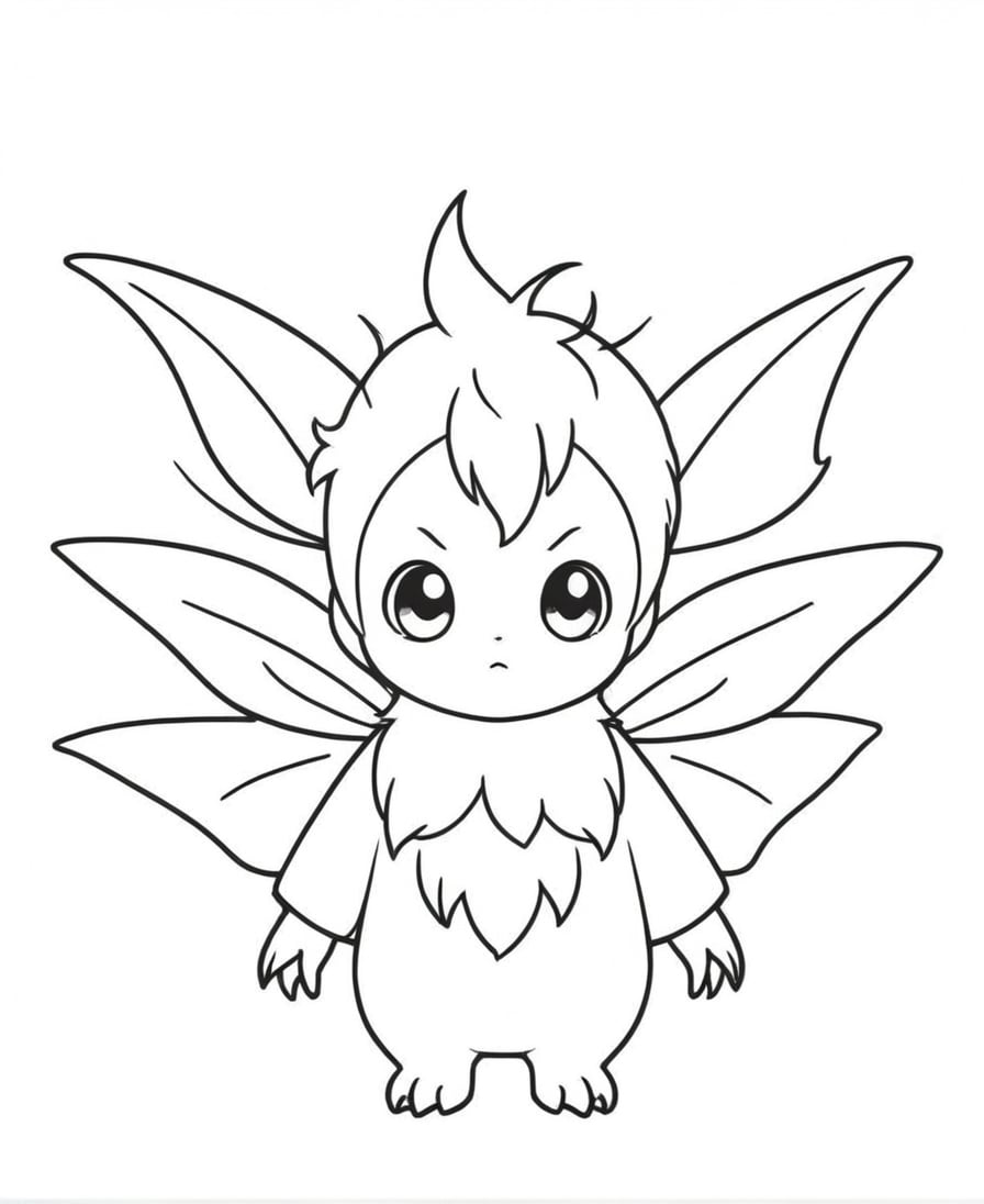 2D black and white vectoral sketch linework design.
Simple design. Cartoon. Large design. Pure white background.
Vector art. No colors. White background.
Cute fairy.
Empty white background.
Pokemon cartoon character vectoral sketch.
Very simple drawing.
Black lines on white.                 "
There is no black part. No shades. It's for coloring. No black spots, only the lines.
Very simple vector sketch.
Low detail. Zero shading.
Only black and white.
leonardo,realistic,real_booster,photorealistic,healing,tattoochibi,ipsketch\\(style\\),lines,TCC_SIMPLE_DRAWING,ral-chrcrts