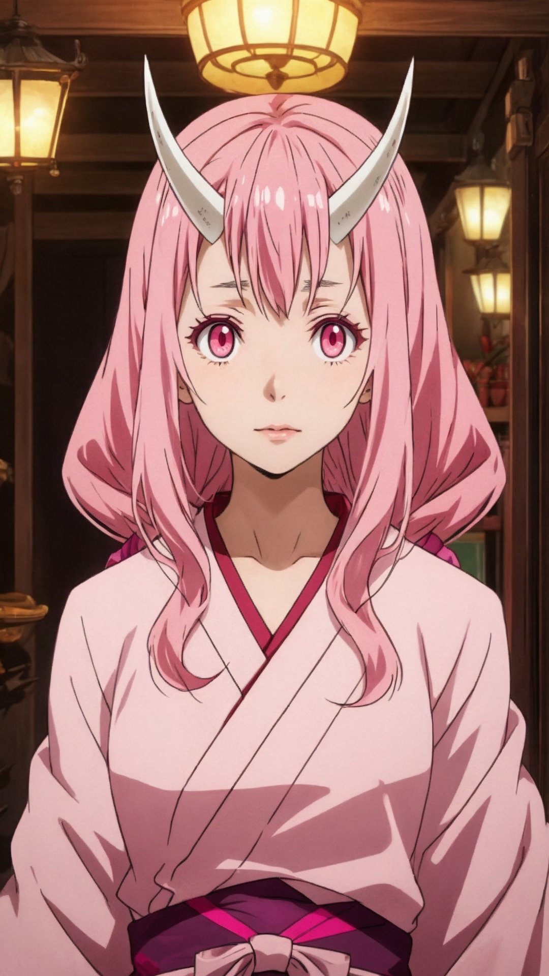 Shuna, Real Horns, Pink Eyes, Pink Hair, Long Hair, Fair Skin
