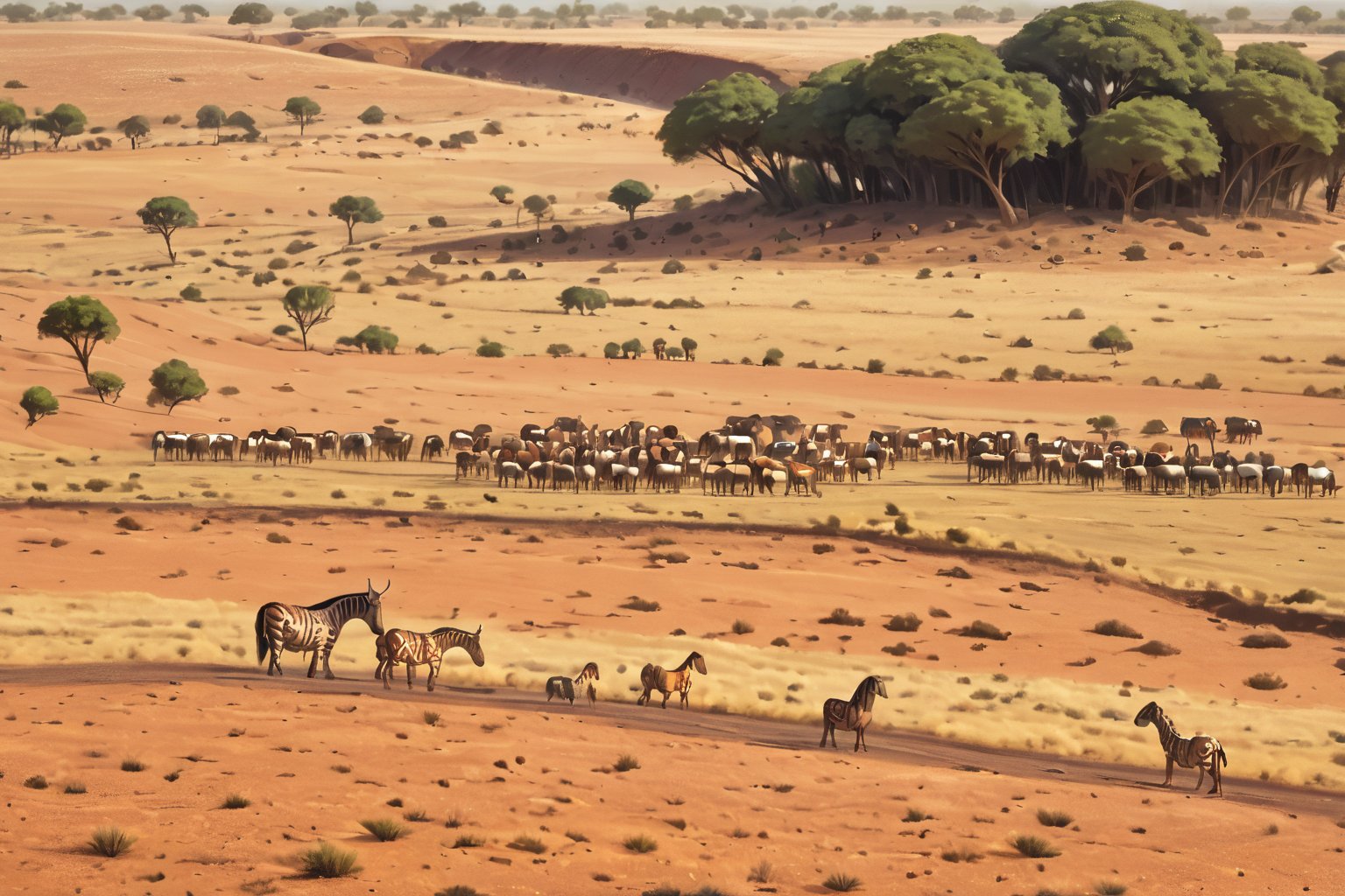  score_9, score_6_up, score_5_up,Very detailed, perfect image. masterpiece. A masterpiece of a scene depicting a San African landscape,  the scene takes place in south africa savanna. African savannah landscape