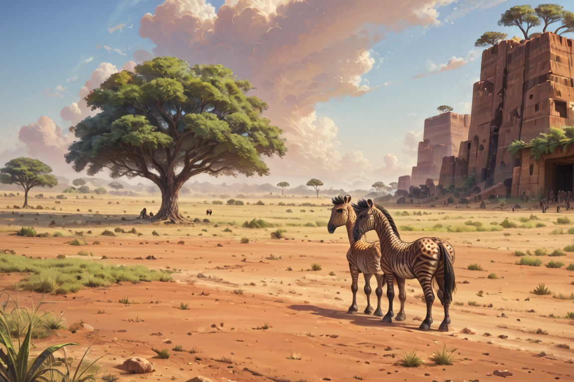  score_9, score_6_up, score_5_up,Very detailed, perfect image. masterpiece. A masterpiece of a scene depicting a San African landscape,  the scene takes place in south africa savanna. African savannah landscape