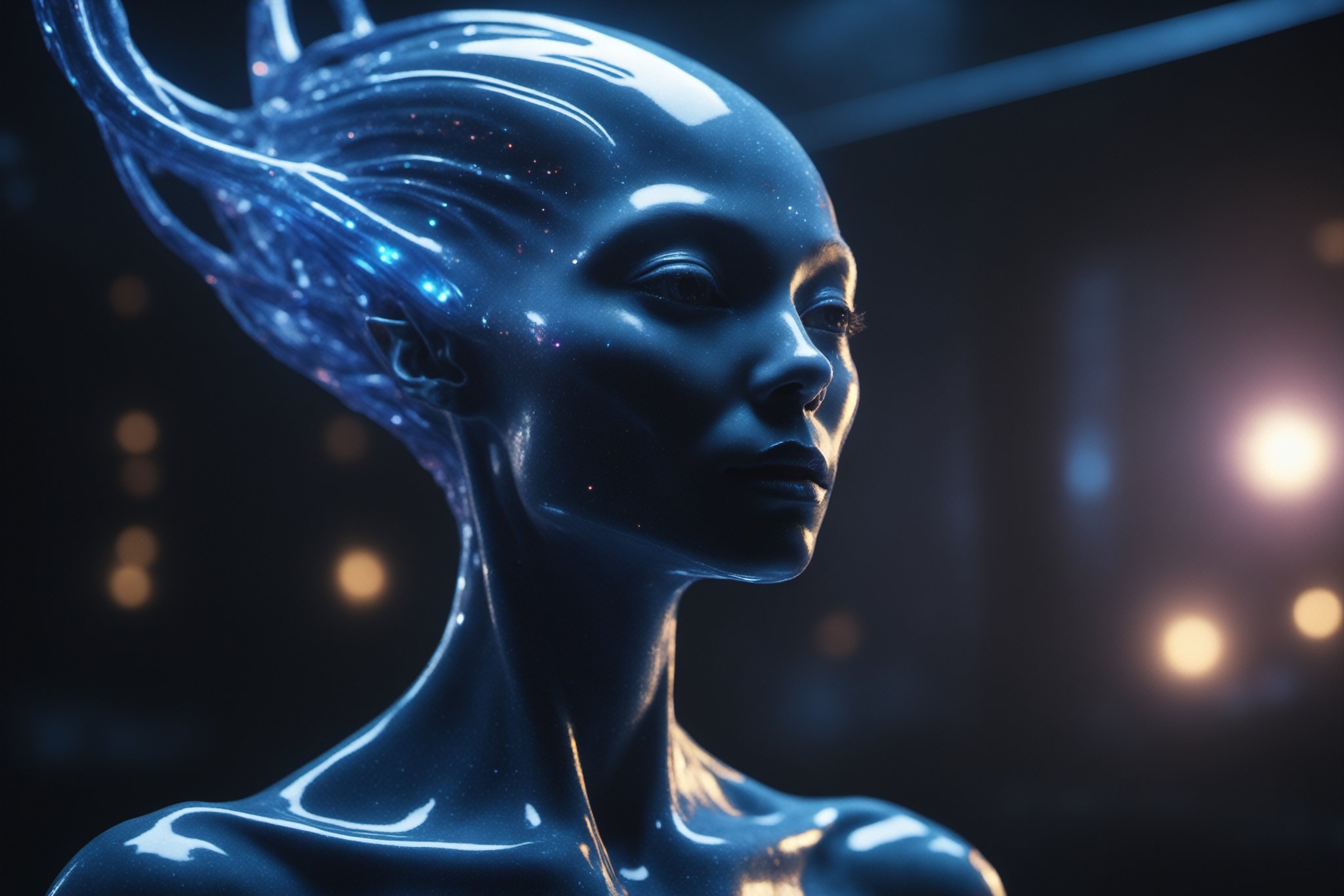 Alien creature in humanoid shape,  with opalescent skin,  slippy_blue_skin:1.3 by IAMRAW369ヅ on Tensor.Art