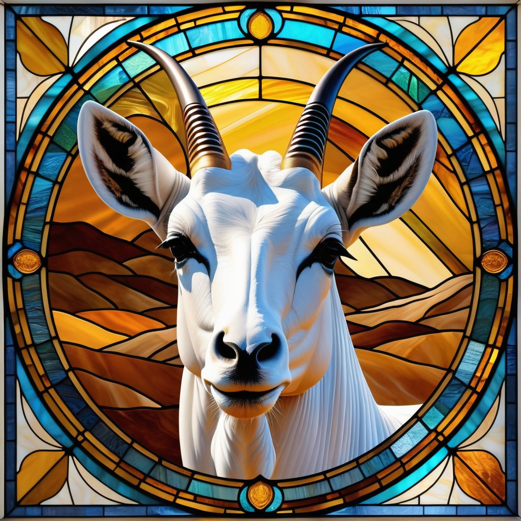 (masterpiece:1.2, highest quality), (realistic, photo_realistic:1.9), ((Photoshoot))
an image of the head of an arabian oryx on a stained glass window, in the style of colorful moebius, light amber, elaborate landscapes, datamosh, expansive, hurufiyya,(Circle:1.4)
8k, UHD, high quality, frowning, intricate detailed, highly detailed, hyper-realistic