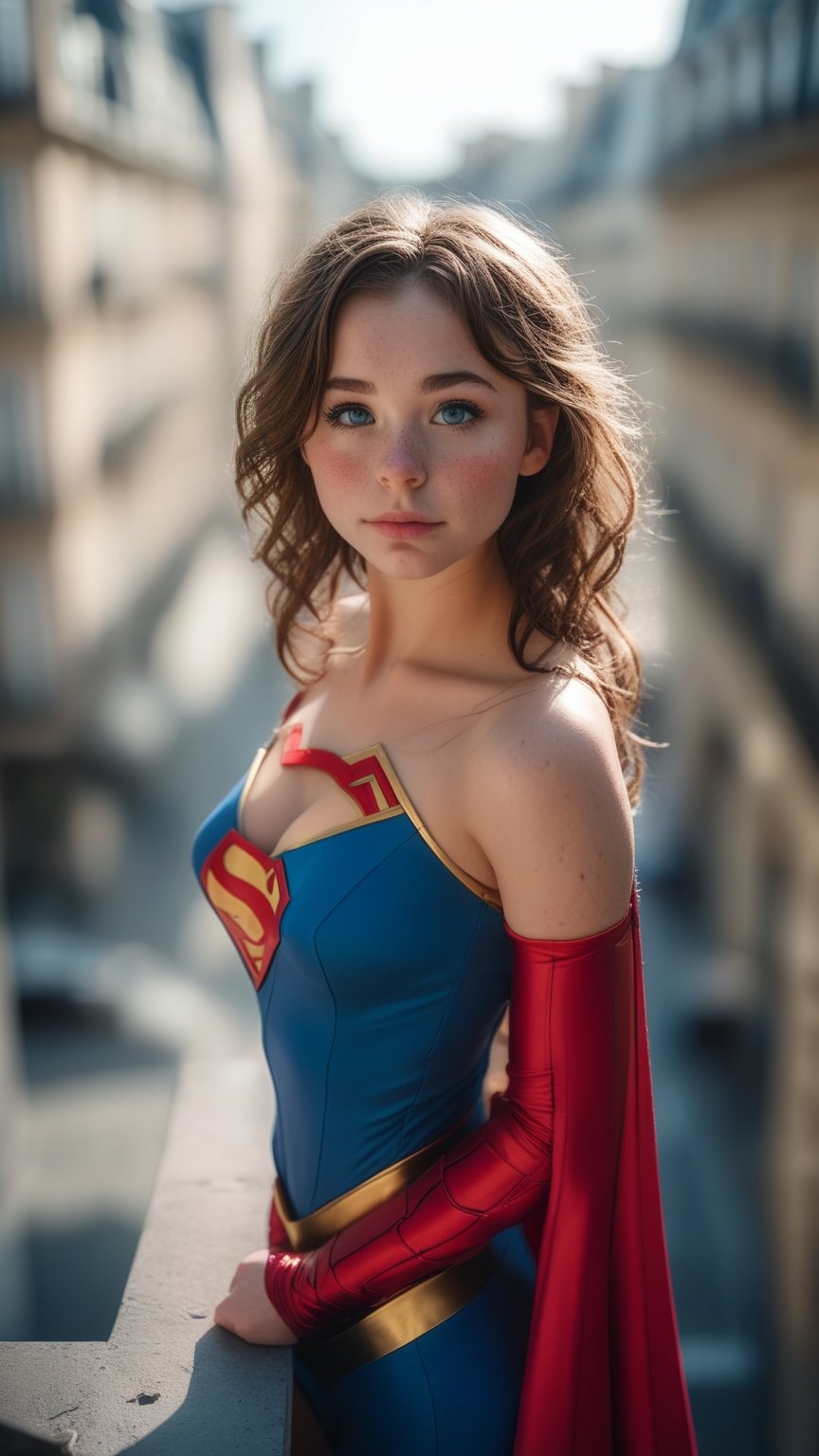 super girl cosplay,  beautiful face,  cleavage by The Happy Artist on Tensor.Art