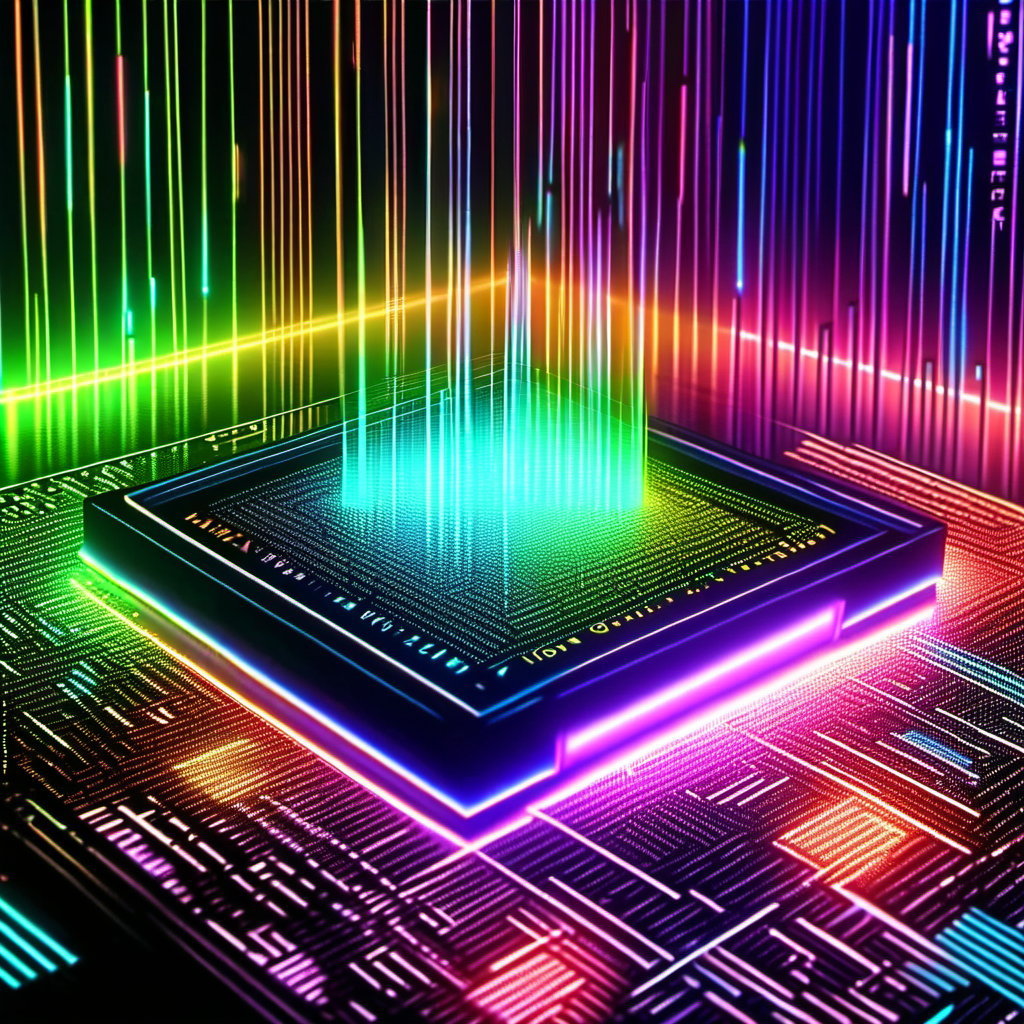 (((TA TEXT))), Neon multy colored matrix code falling from the top in the background, chip, neon technology, technology concepts, intelligence concepts HD wallpaper,DonMH010D15pl4yXL 