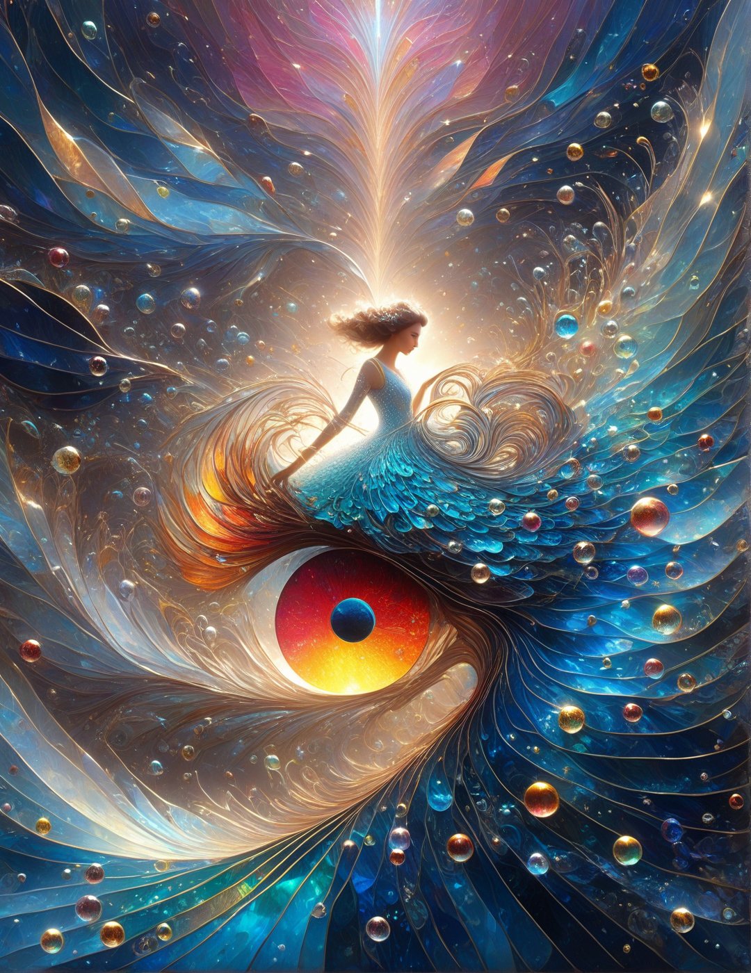 symphony,  beautiful female enjoying music,  playing with an exotic fish by MadCat  on Tensor.Art