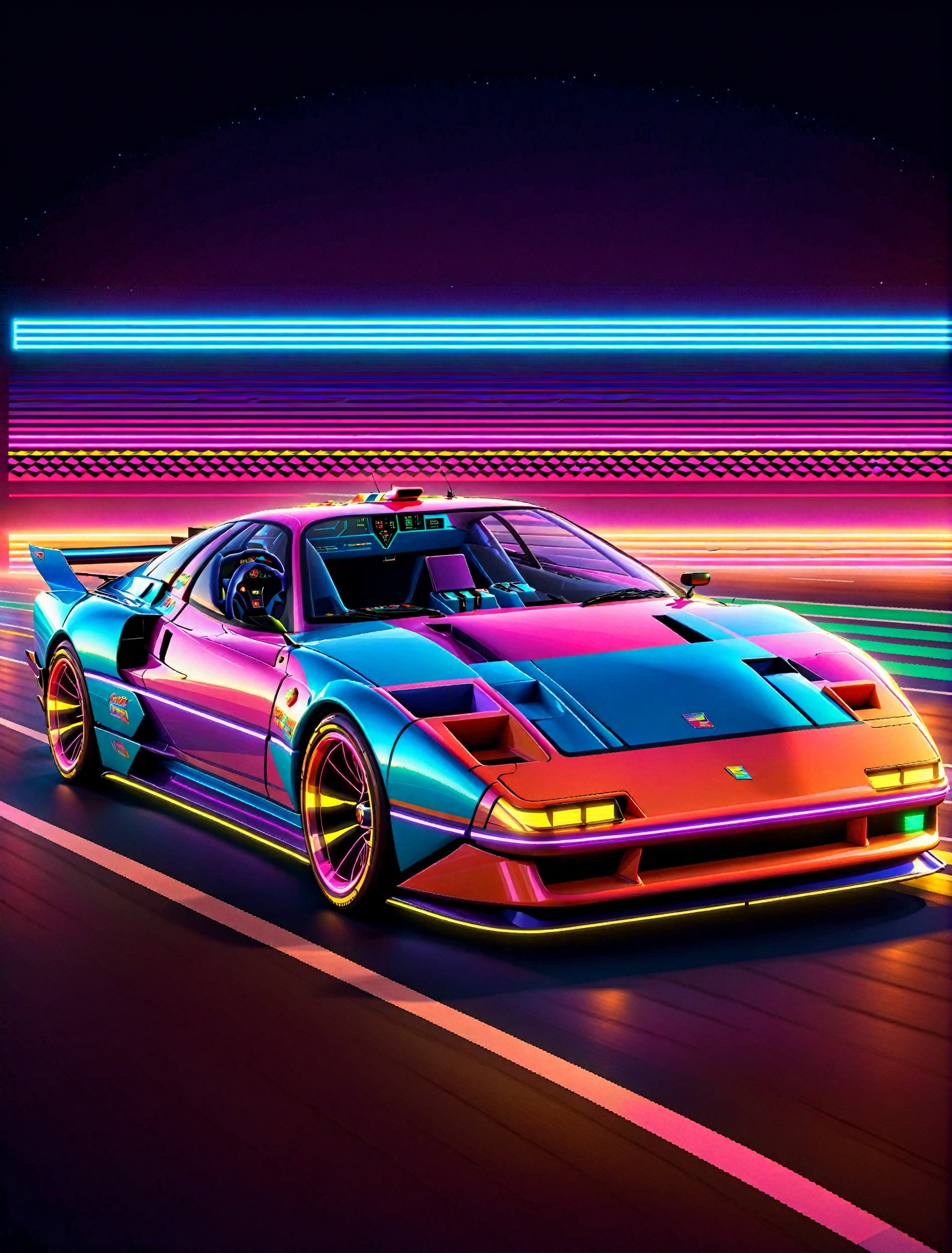 Get Ready to Shift into High Gear! 'Race On' Video Game Cover Art: A Retro Arcade Machine's Masterpiece. A neon-lit,  pixe...