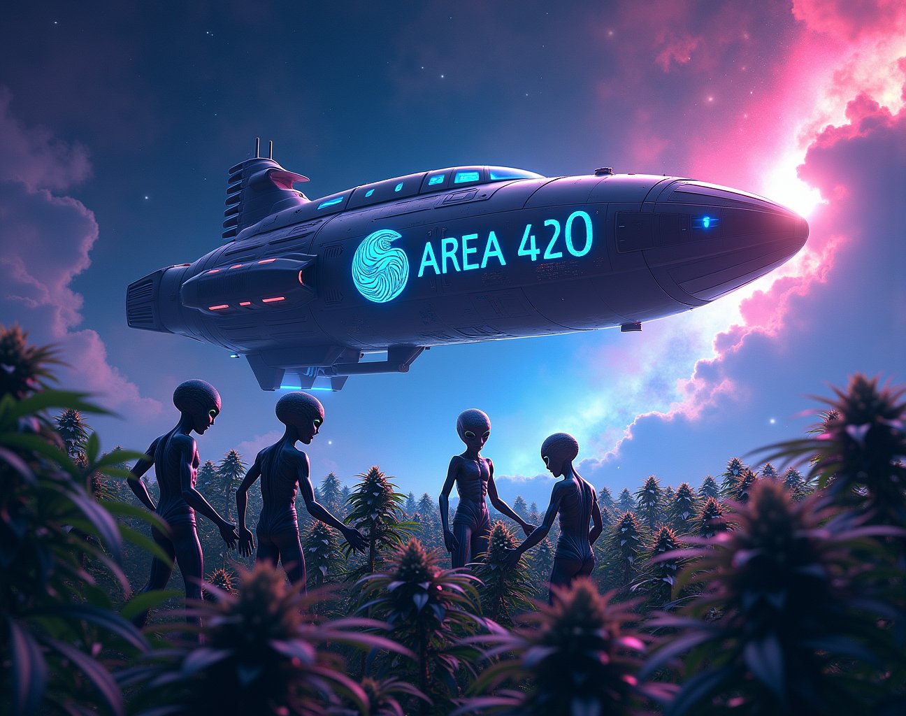 In a distant corner of the cosmos,  a breathtaking scene unfolds as Area 420 takes center stage. Against a backdrop of swi...