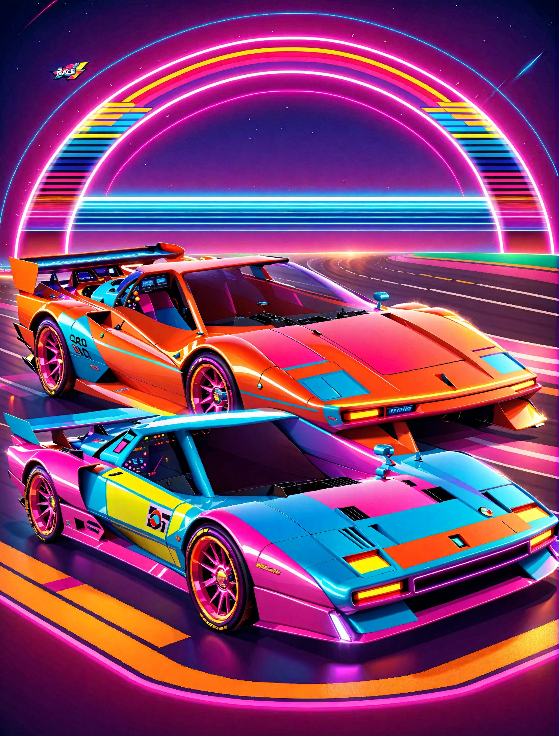 Get Ready to Shift into High Gear! 'Race On' Video Game Cover Art: A Retro Arcade Machine's Masterpiece. A neon-lit,  pixe...