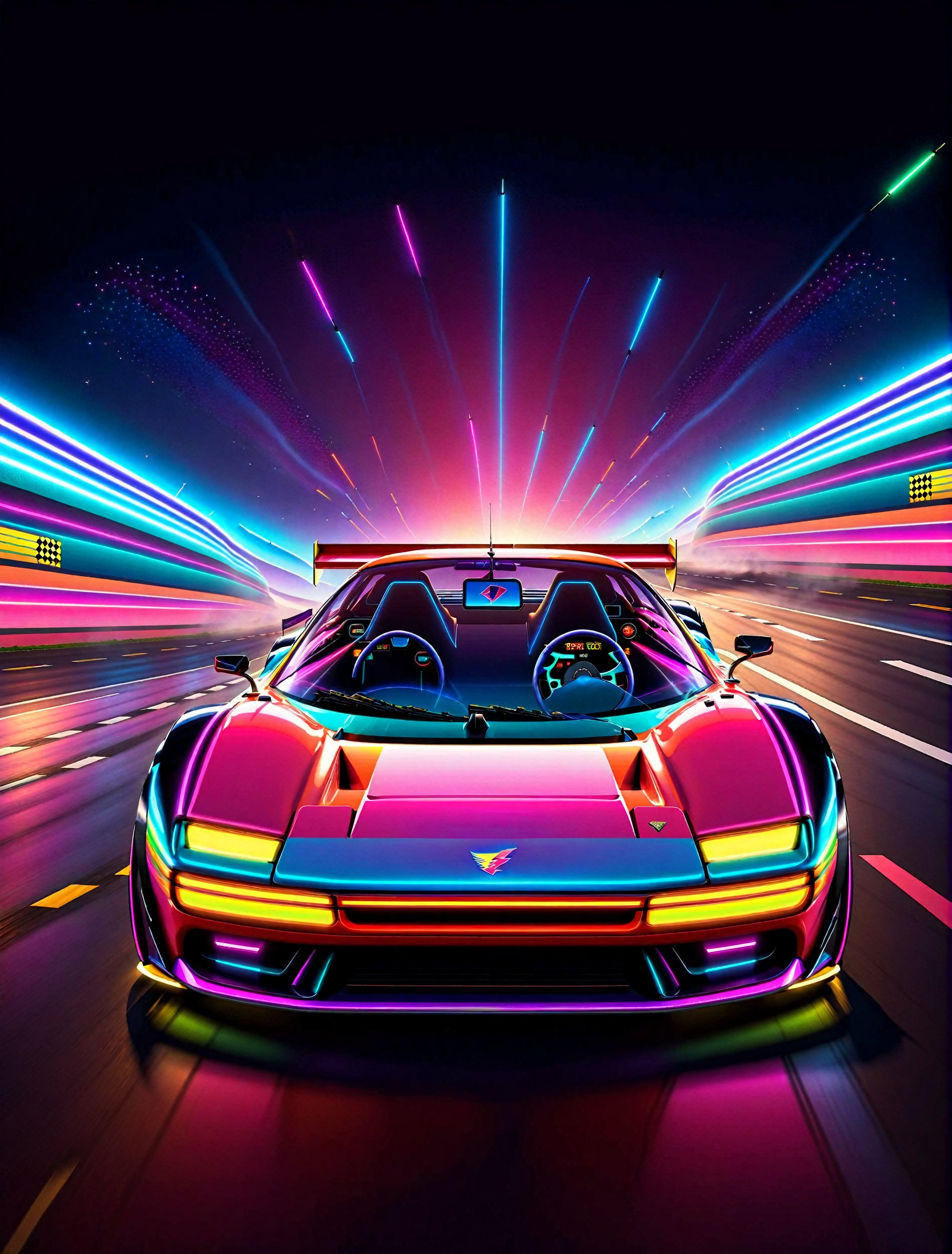 Get Ready to Shift into High Gear! 'Race On' Video Game Cover Art: A Retro Arcade Machine's Masterpiece. A neon-lit,  pixe...