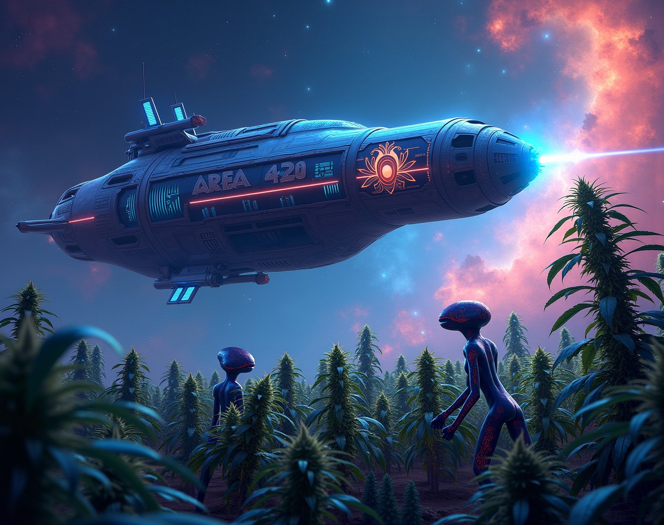 In a distant corner of the cosmos,  a breathtaking scene unfolds as Area 420 takes center stage. Against a backdrop of swi...
