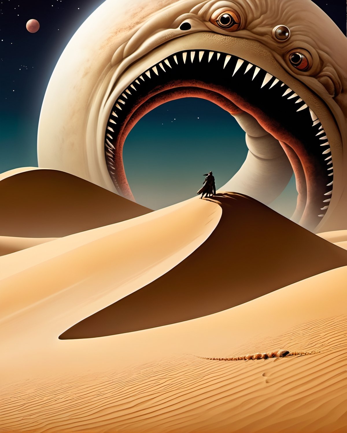 Transport yourself to a captivating realm where the mystique of "Dune" converges with the ethereal beauty of Japanese myth...