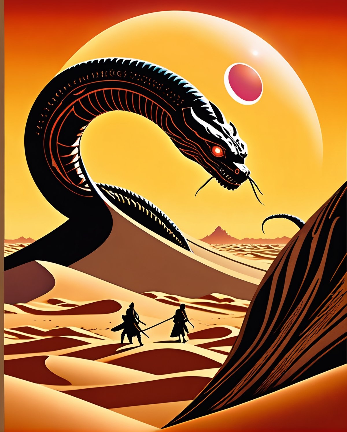 Transport yourself to a captivating realm where the mystique of "Dune" converges with the ethereal beauty of Japanese myth...