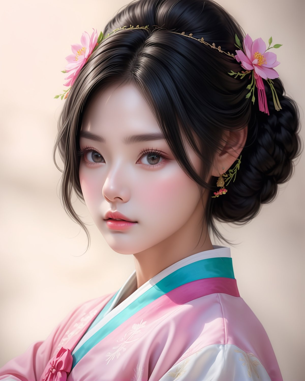 Pencil sketch of a stunning beautiful Korean girl,  20yo,  black updo hair by JiroJohn558192 on Tensor.Art