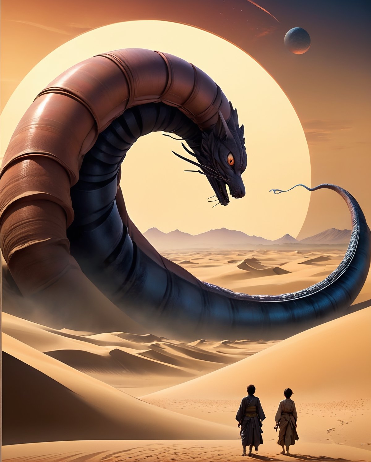 Transport yourself to a captivating realm where the mystique of "Dune" converges with the ethereal beauty of Japanese myth...
