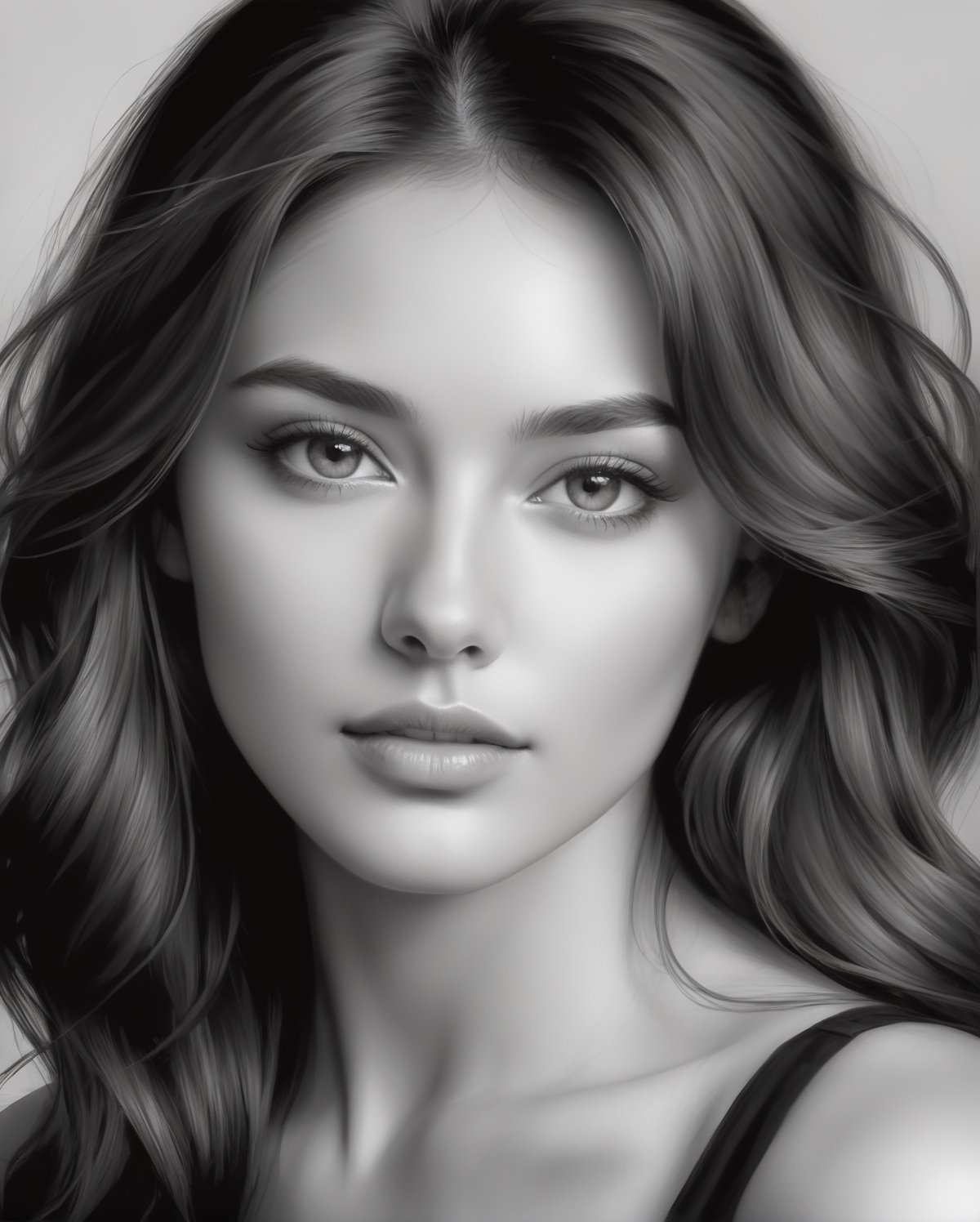 pencil sketch of romantic portrait by loomith method,  monochrom drawing,  Portrait Drawing in Charcoal and Graphite by Ji...
