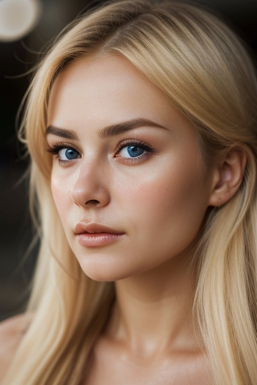 a close up of a woman with long hair, soft portrait shot 8 k, close up face portrait, close up face female portrait, detailed sensual face, close - up portrait shot, close up face, woman's face looking off camera,(((Dirty Blond Hair)))