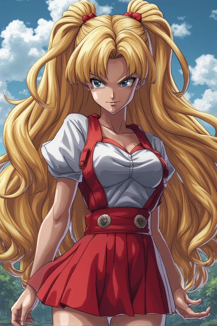 Britney Spears, dressed as a school girl,  Dragon Ball anime style, key visual, vibrant, studio anime,  highly detailed, theContenderz