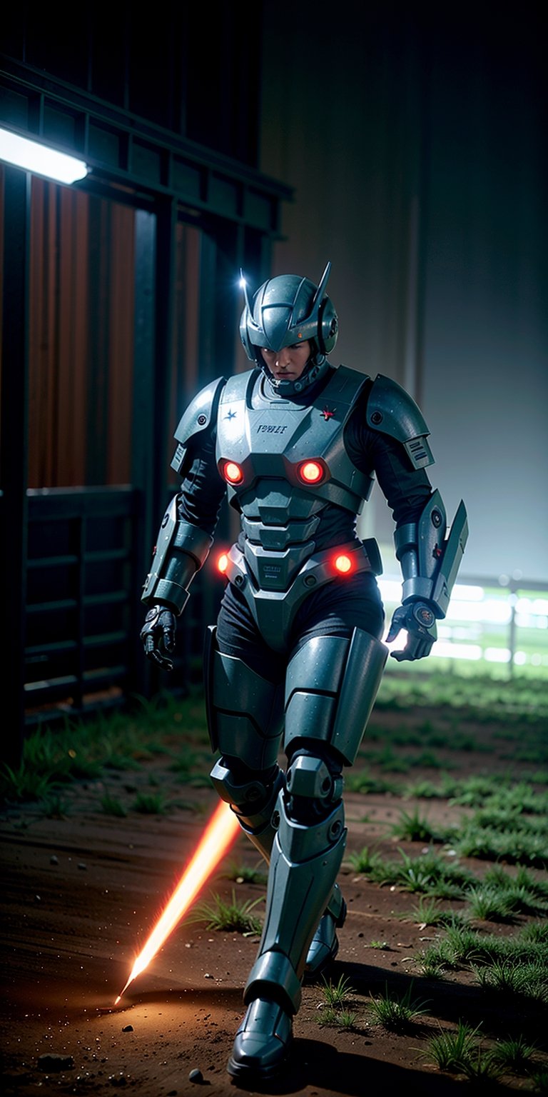 cinematic photo cinematic photography,  (RRS),  a (((mecha soldier))) with sleek and menacing design by Beluga on Tensor.Art