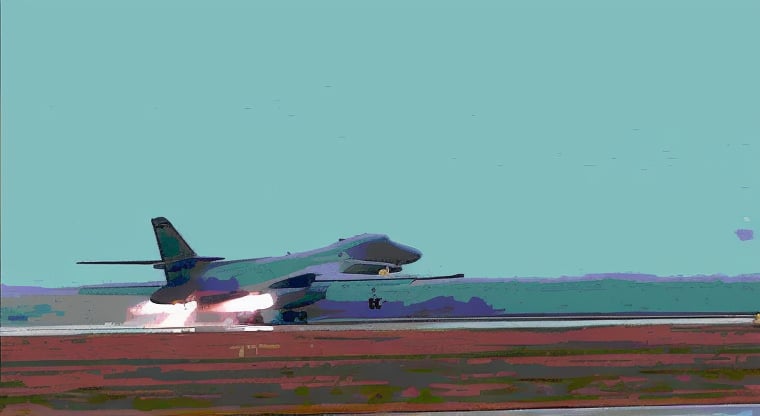 Masterpiece, high definition animation, ultra high definition rendering, B1 bomber taking off from the runway