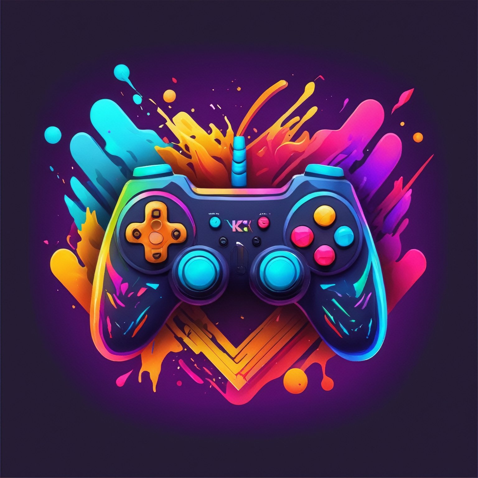 (best quality, 4k, 8k, highres, masterpiece:1.2), ultra-detailed,Gaming logo design,illustration, a colorful video game controller with a colorful background.