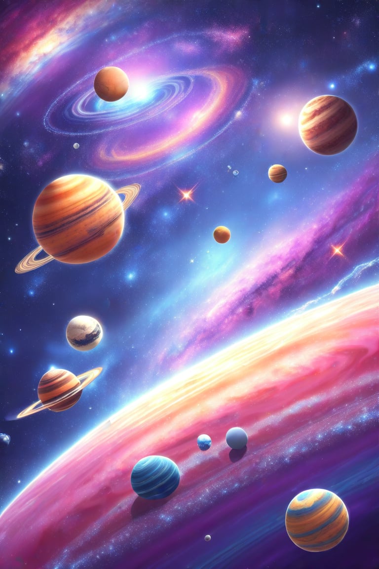 Solar system with planets and image created by ai art vision tensor art