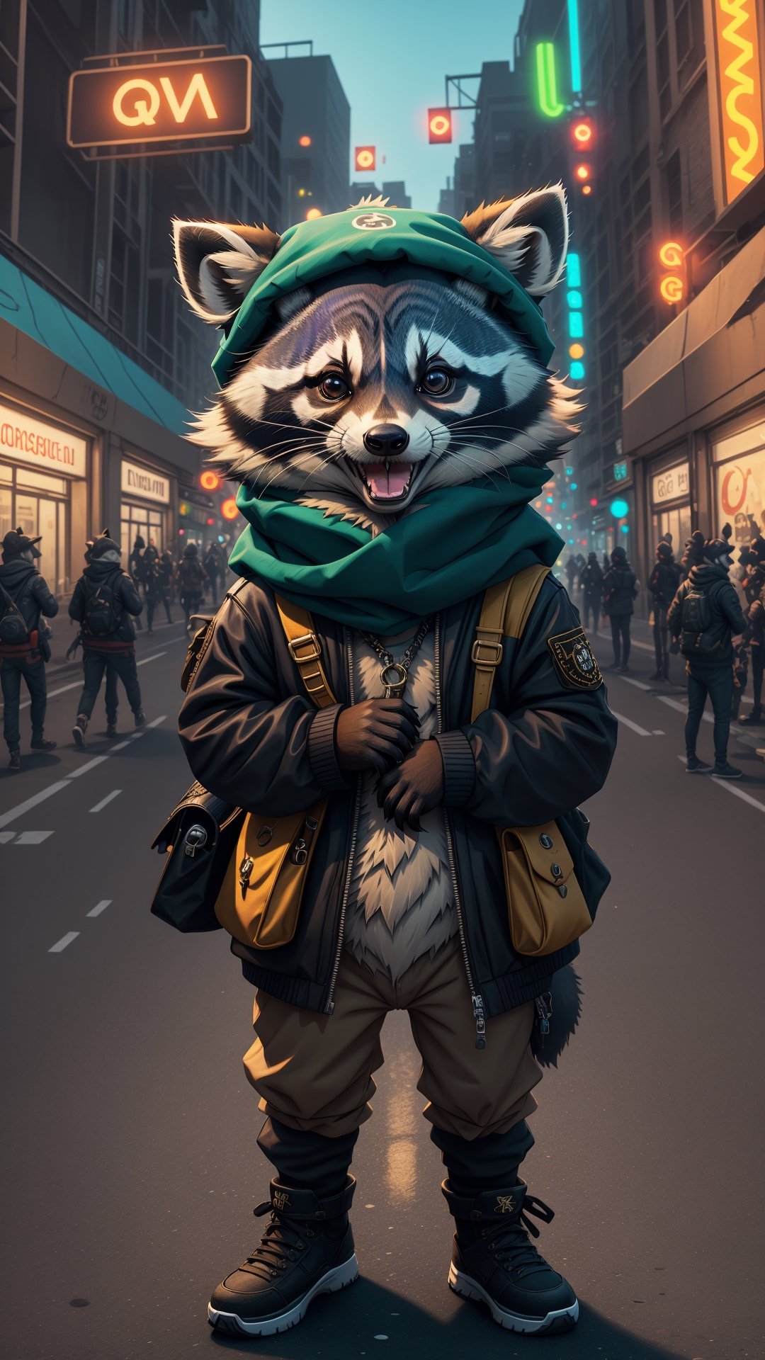 (best quality,  highres),  3D video game raccoon wearing a bandana on his head by Ai Art Vision on Tensor.Art