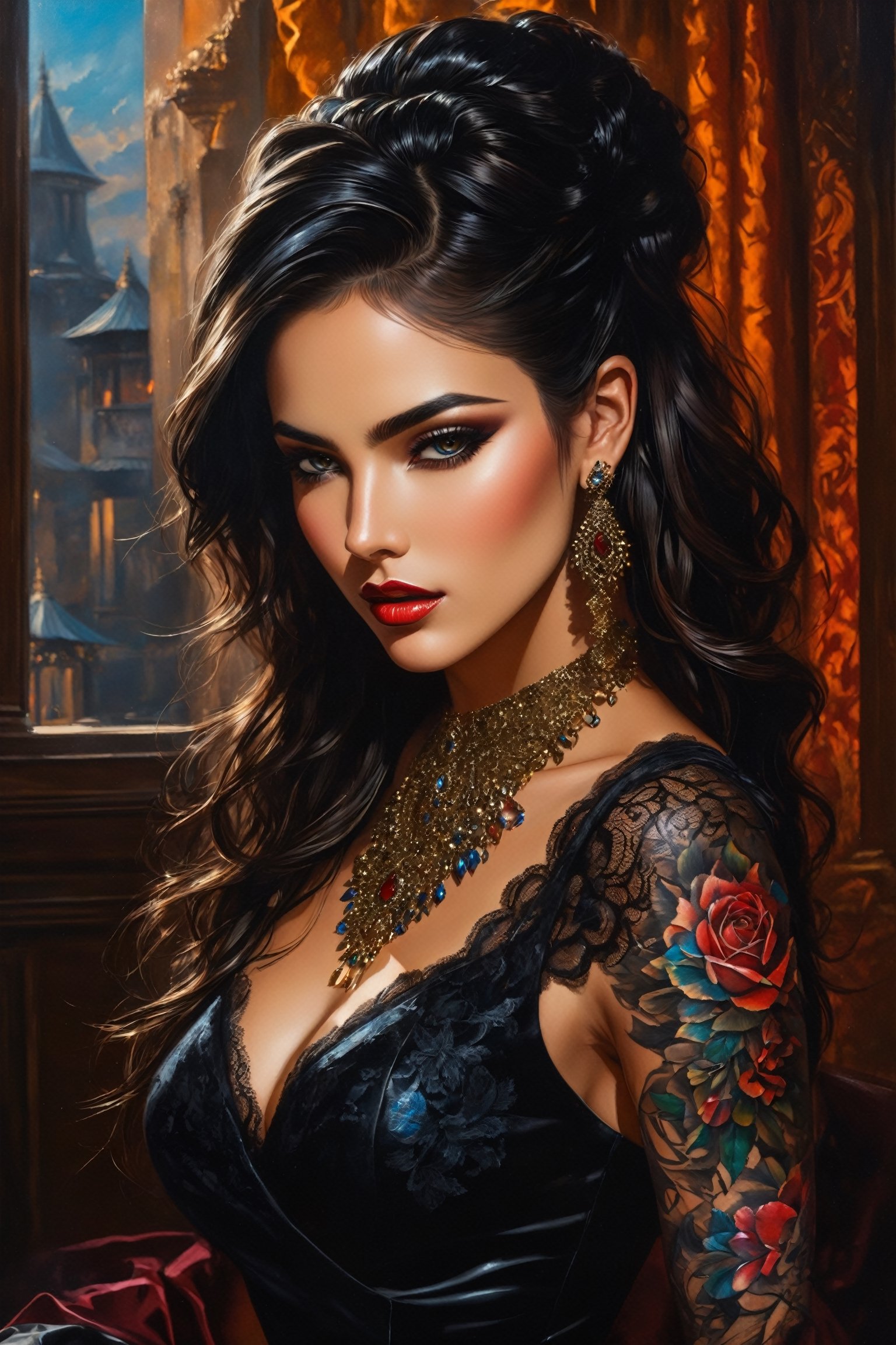 detailed eyes,  detailed lips,  medium: oil painting by Ai Art Vision on Tensor.Art