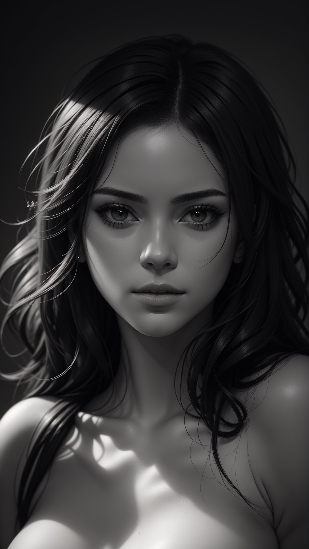 black and white,  detailed portrait,  beautiful facial features by Ai Art Vision on Tensor.Art
