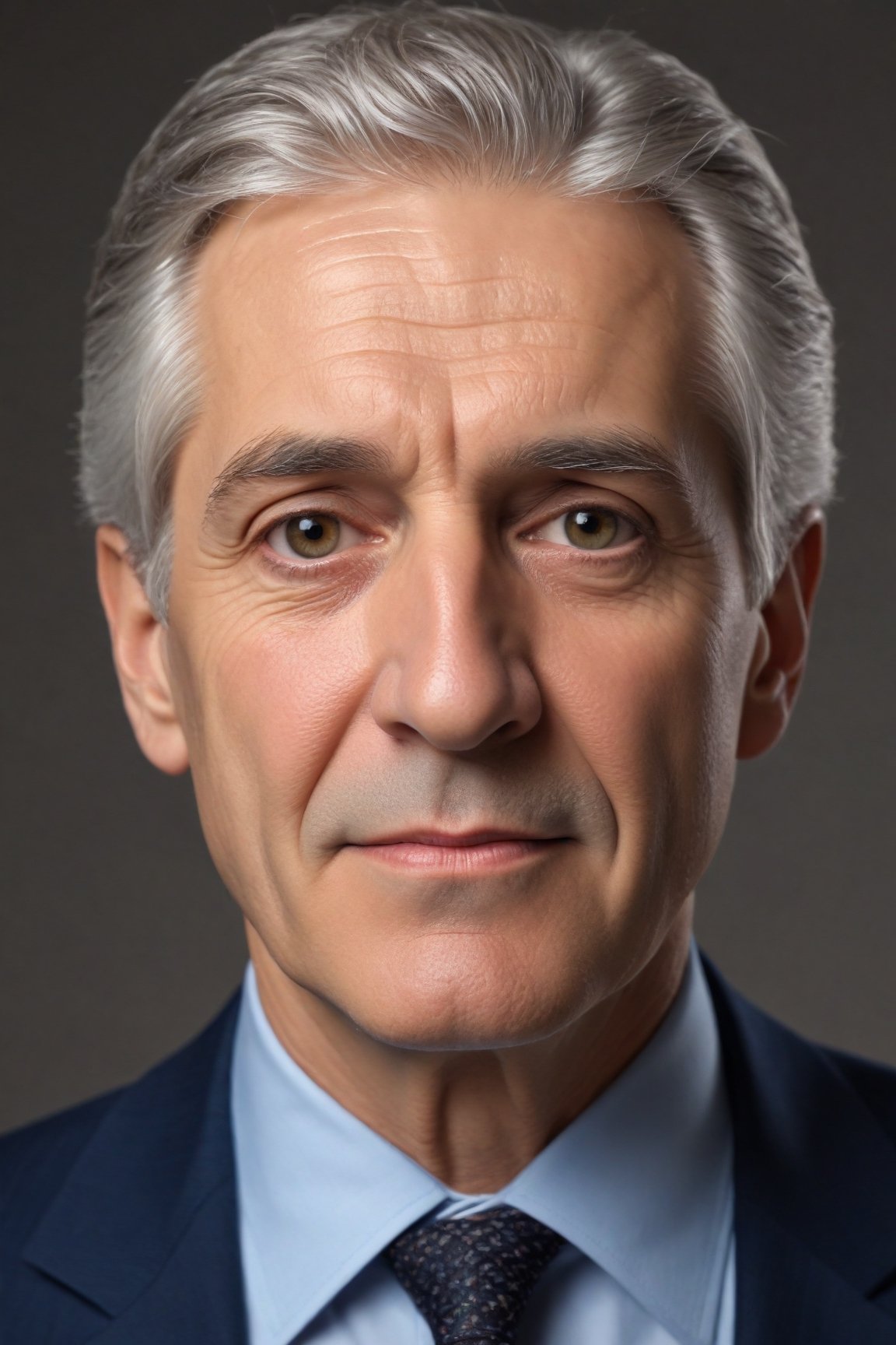 (best quality,4k,8k,highres,masterpiece:1.2),ultra-detailed,(realistic,photorealistic,photo-realistic:1.37),man, grey haired, portrait, detailed face, expressive eyes, defined wrinkles, dignified expression, sophisticated appearance, elegant attire, studio lighting, subtle background, calm color palette