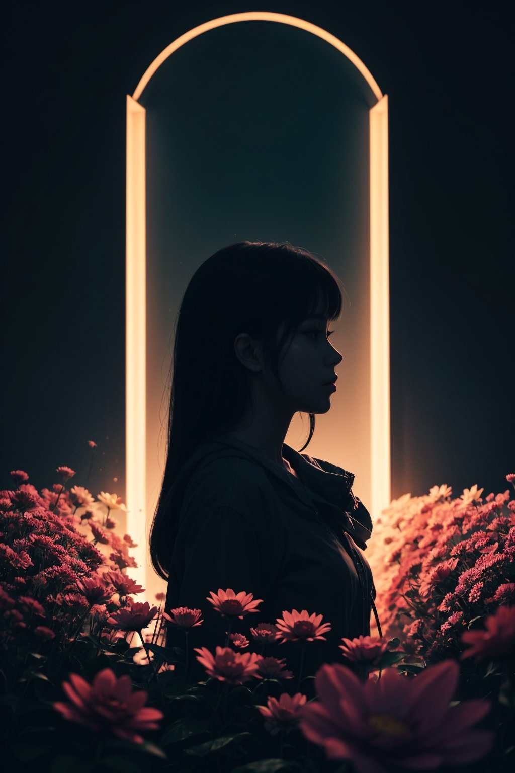 ghost silhouette woman,  flowers,  cinematic by Ai Art Vision on Tensor.Art