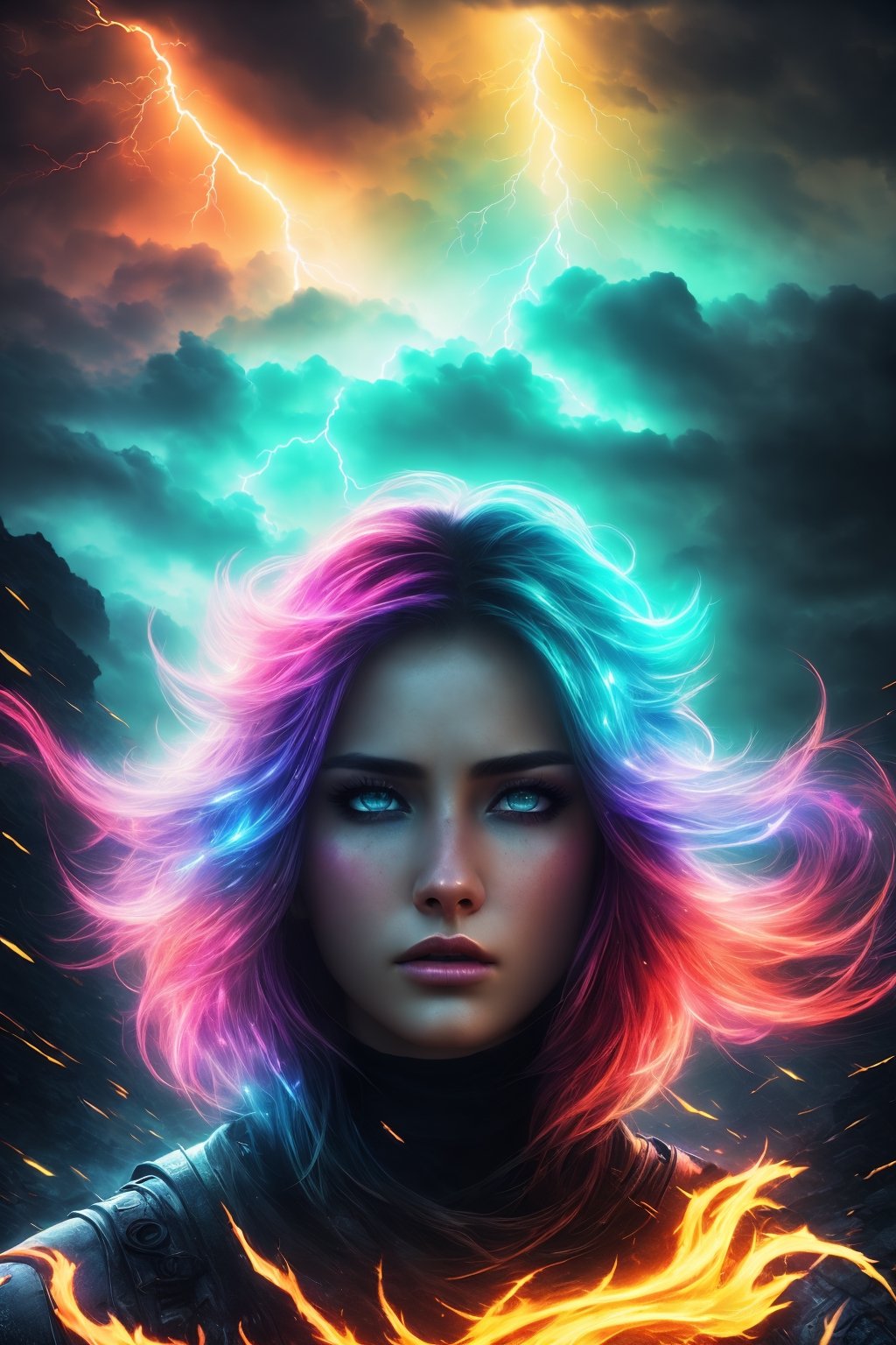 lightning strikes,  fiery members,  thunder god by Ai Art Vision on Tensor.Art