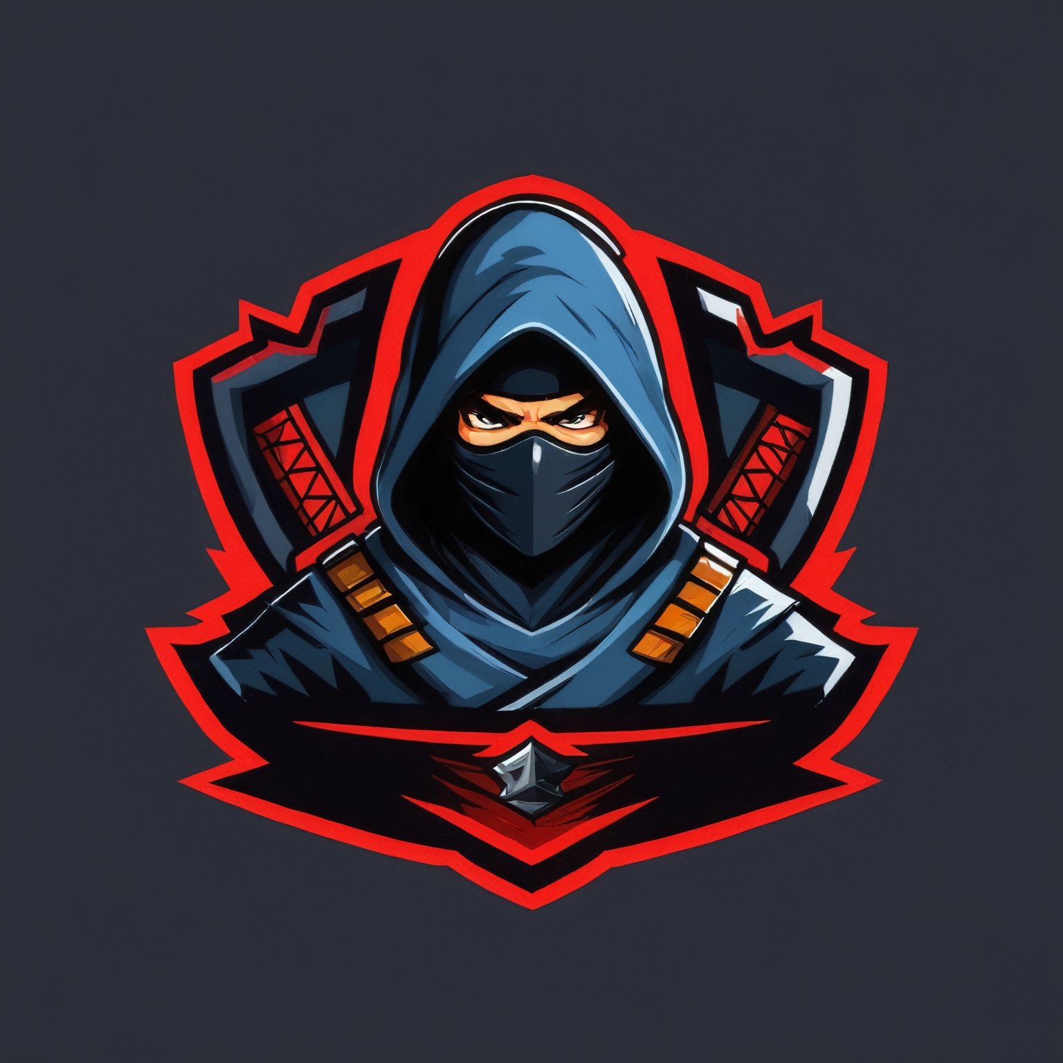 (best quality, 4k, 8k, highres, masterpiece:1.2), ultra-detailed,Gaming logo design,illustration, a logo for ninja with a black hood.