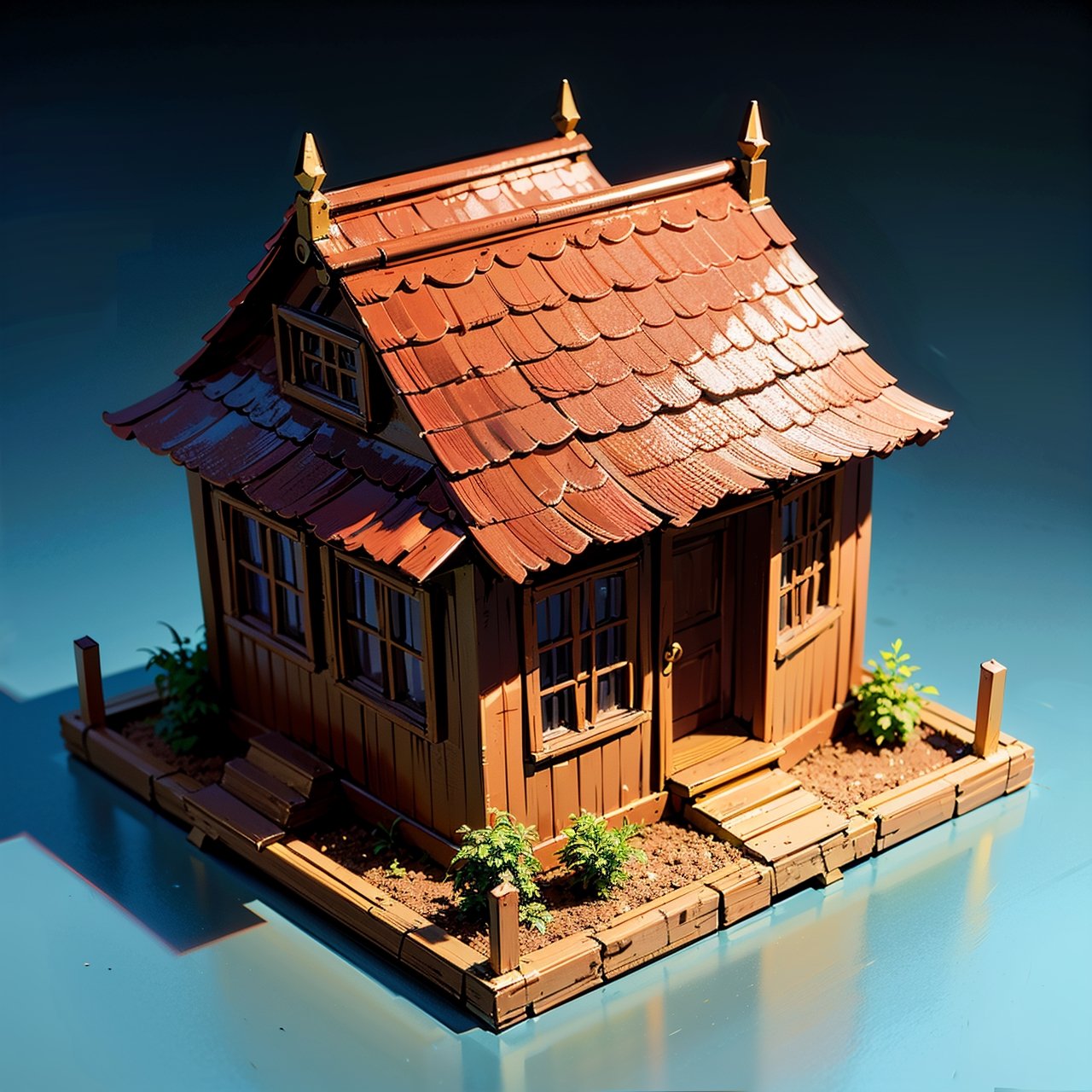 best quality,(masterpiece:1.1),small house ,isometric view,high resolution,detailed details,simple background,