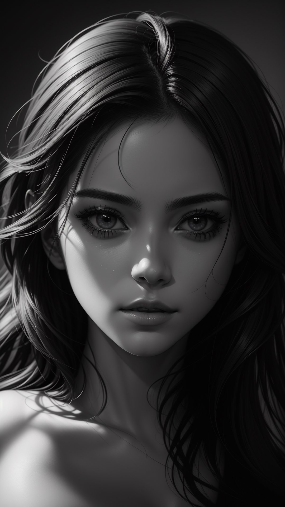 black and white,  detailed portrait,  beautiful facial features by Ai Art Vision on Tensor.Art