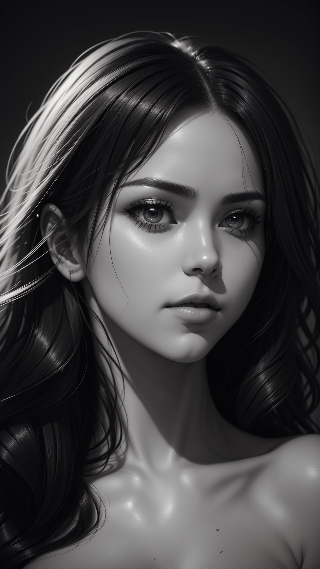 black and white,  detailed portrait,  beautiful facial features by Ai Art Vision on Tensor.Art