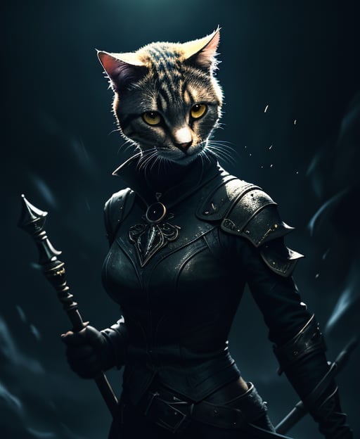 A cat mage,  glowing staff,  dramatic lighting by user_621920687891853736 on Tensor.Art