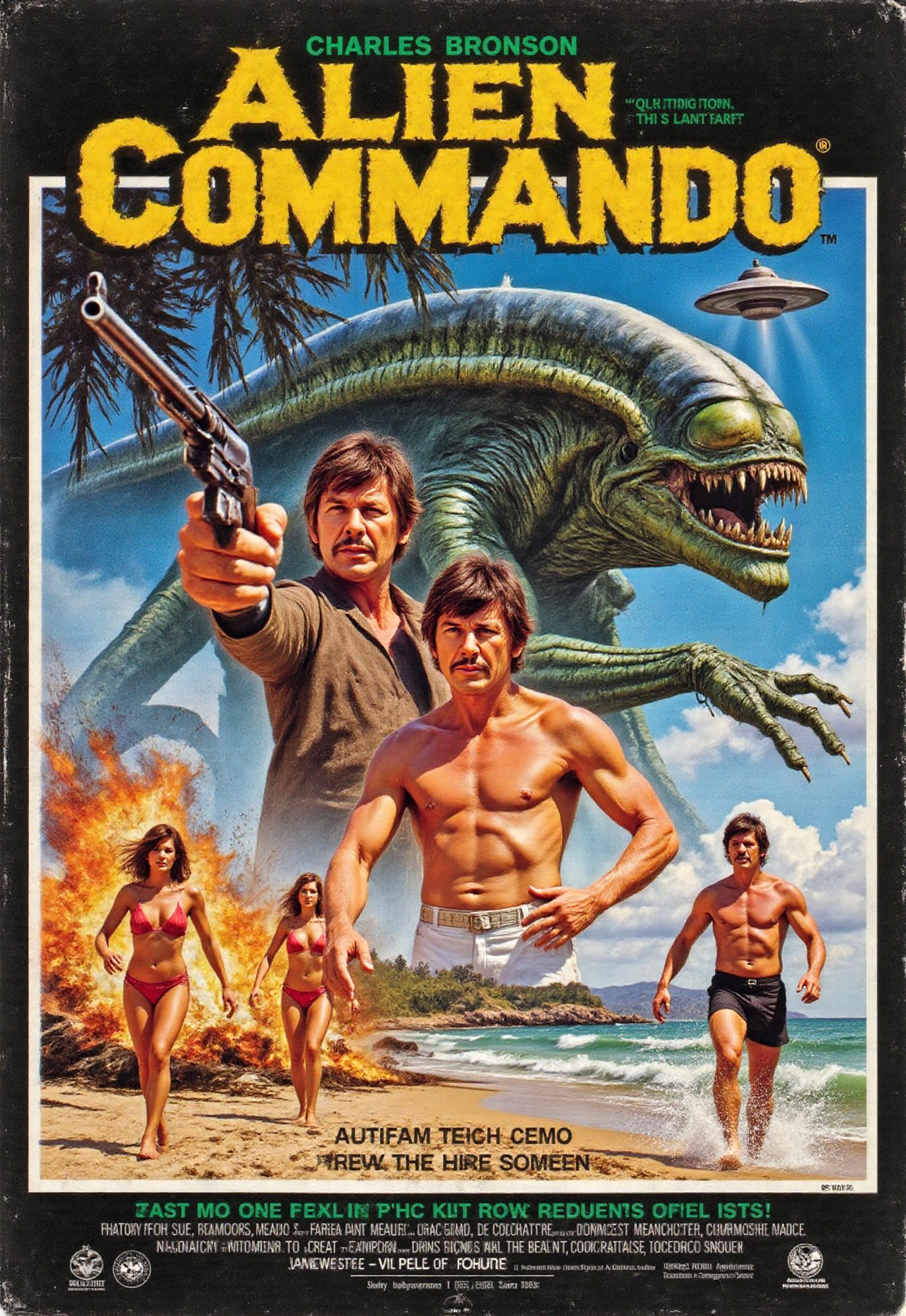 (science fiction movie poster),  (big title,  Alien Commando) by Draqulore on Tensor.Art
