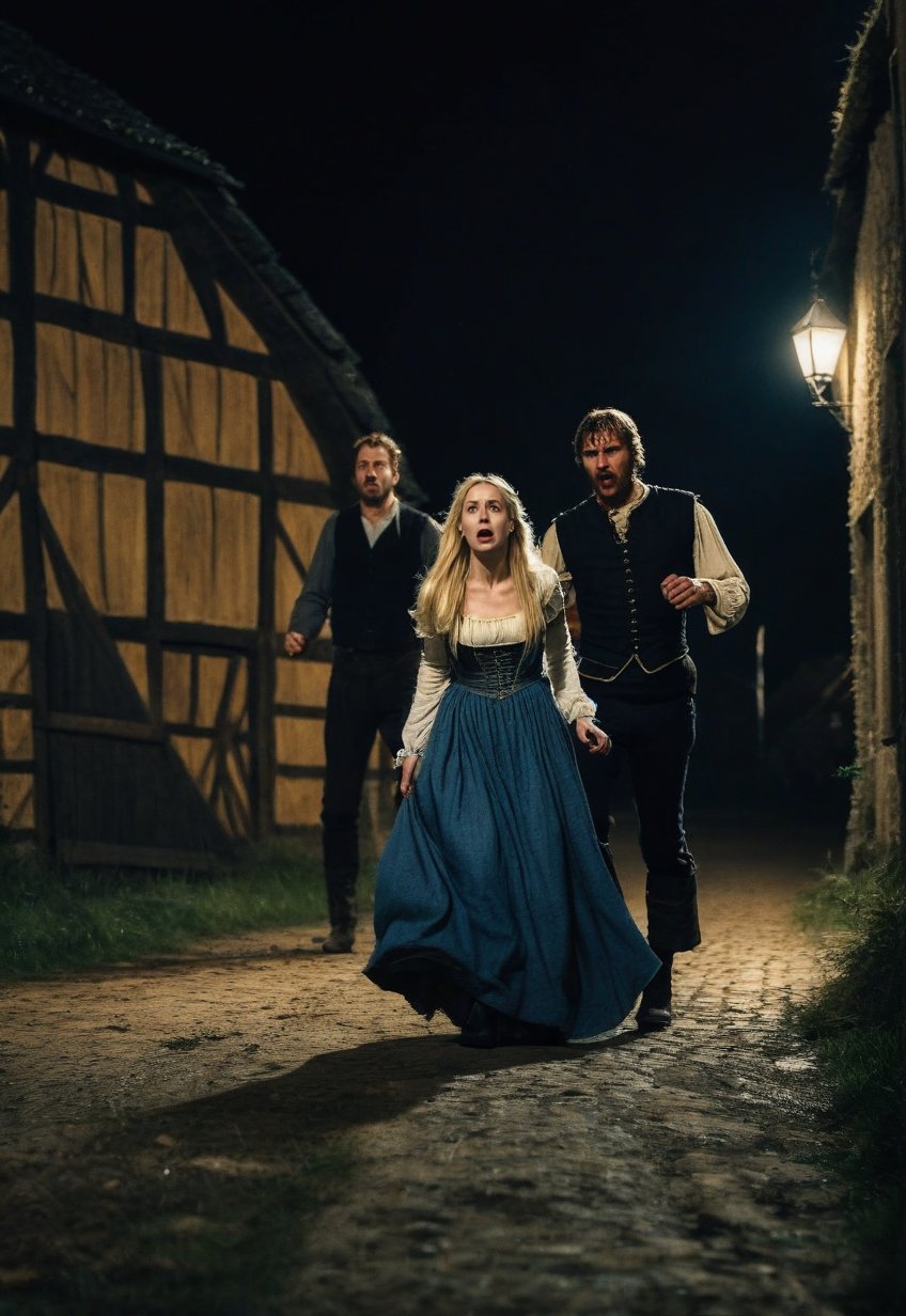 medieval europe,  once upon a time,  in a nighttime street by Draqulore on Tensor.Art