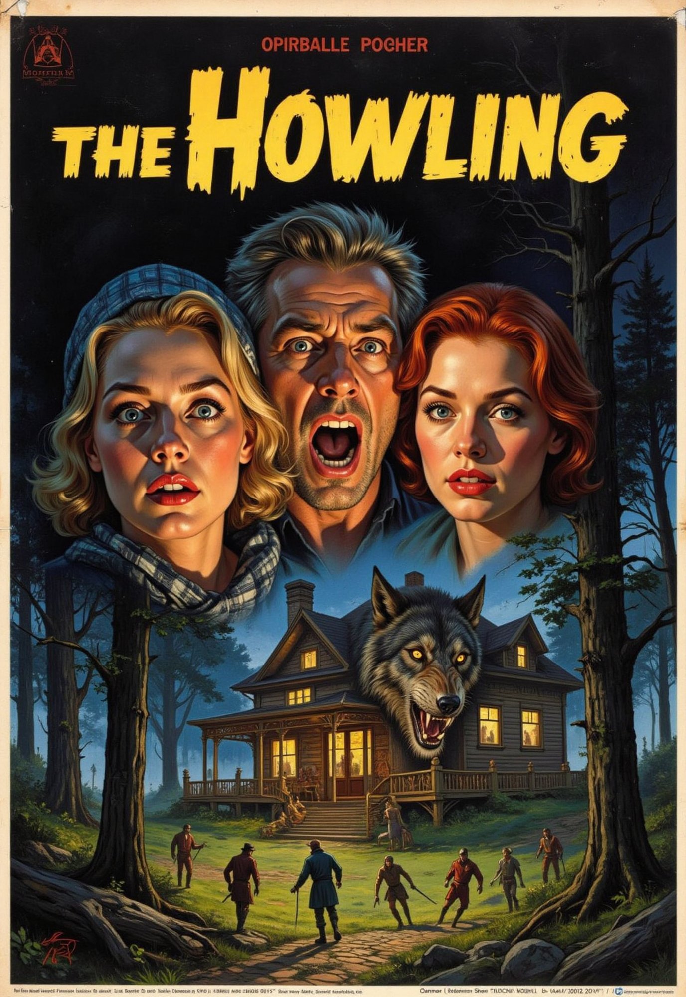 (vintage horror movie poster),  (big title,  THE HOWLING) by Draqulore on Tensor.Art