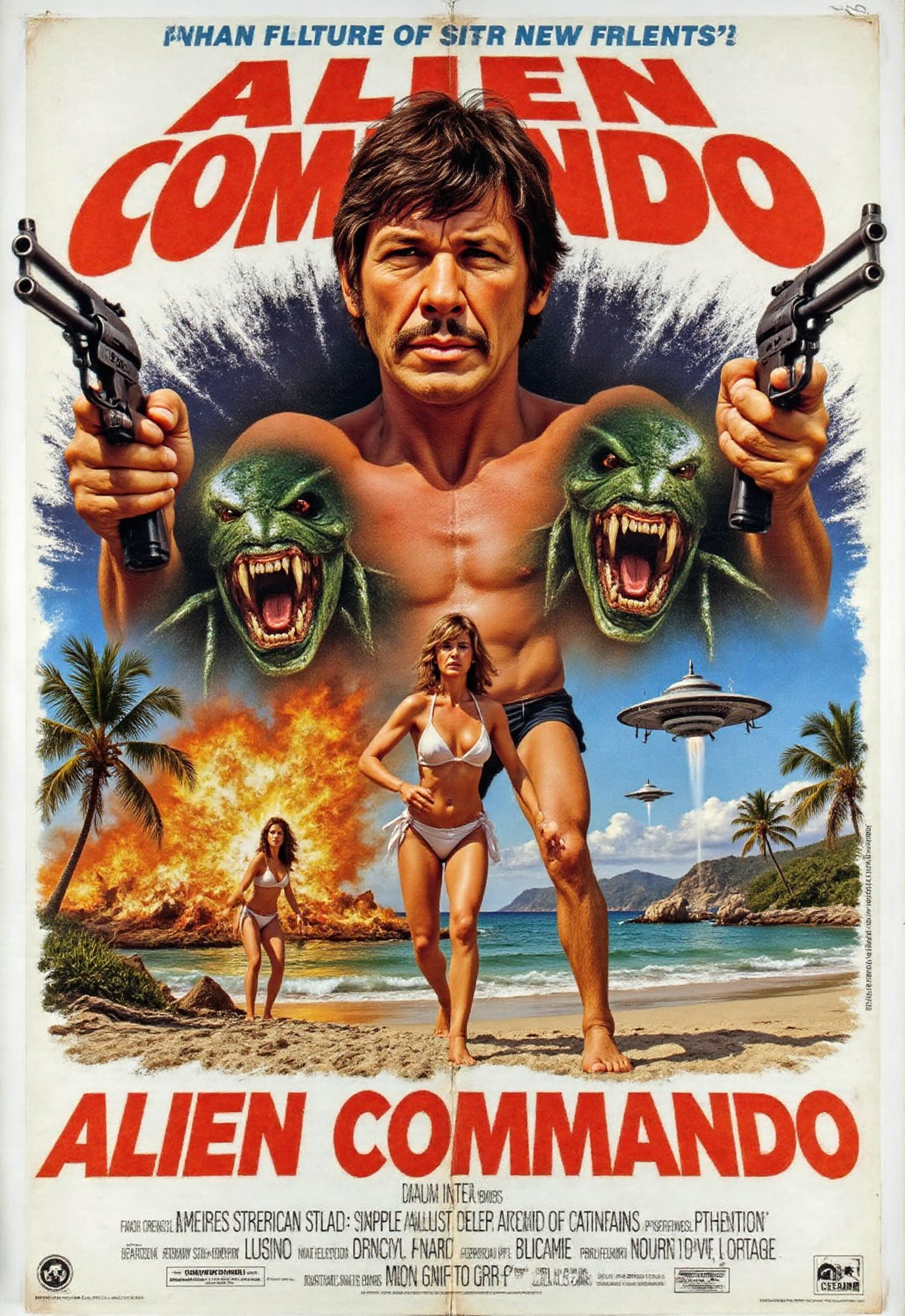 (science fiction movie poster),  (big title,  Alien Commando) by Draqulore on Tensor.Art