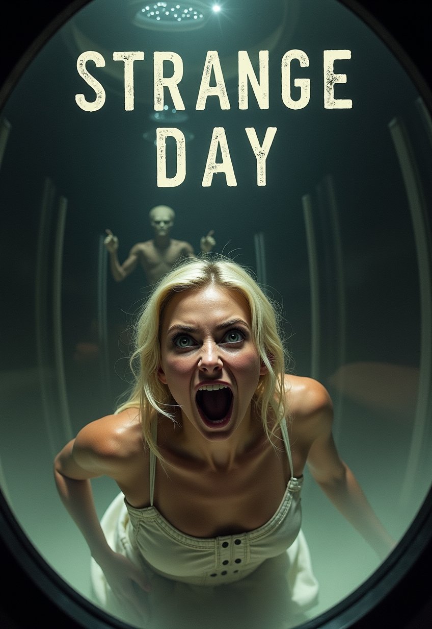 (Sci-fi horror film poster: 1.3),  (((Big title,  Strange Day by Draqulore on Tensor.Art