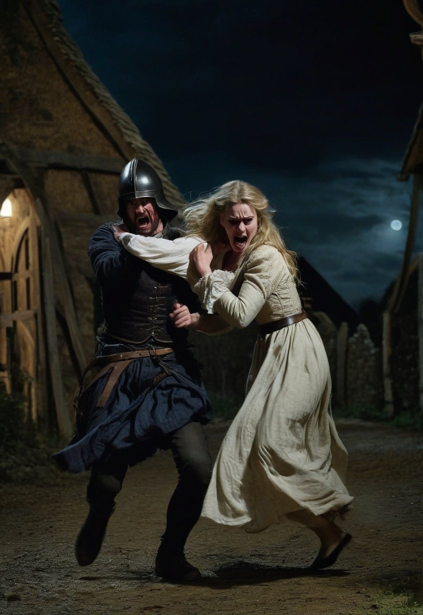 medieval europe,  once upon a time,  in a nighttime street by Draqulore on Tensor.Art