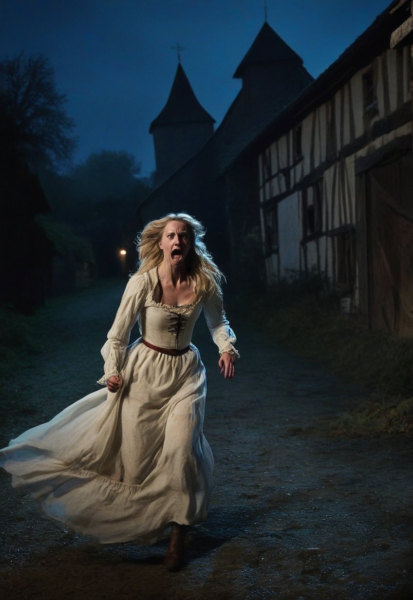 medieval europe,  once upon a time,  in a nighttime street by Draqulore on Tensor.Art