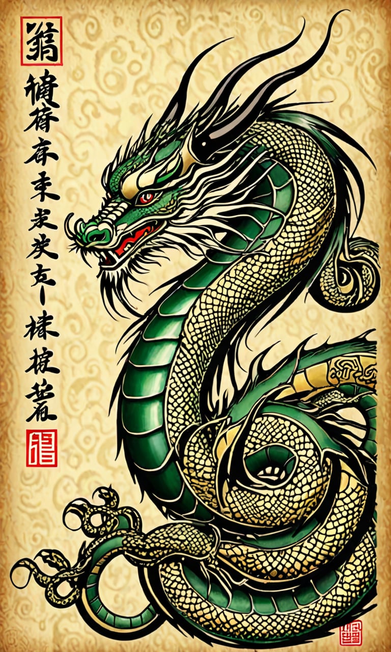 Chinese calligraphy dragon by Seaum on Tensor.Art